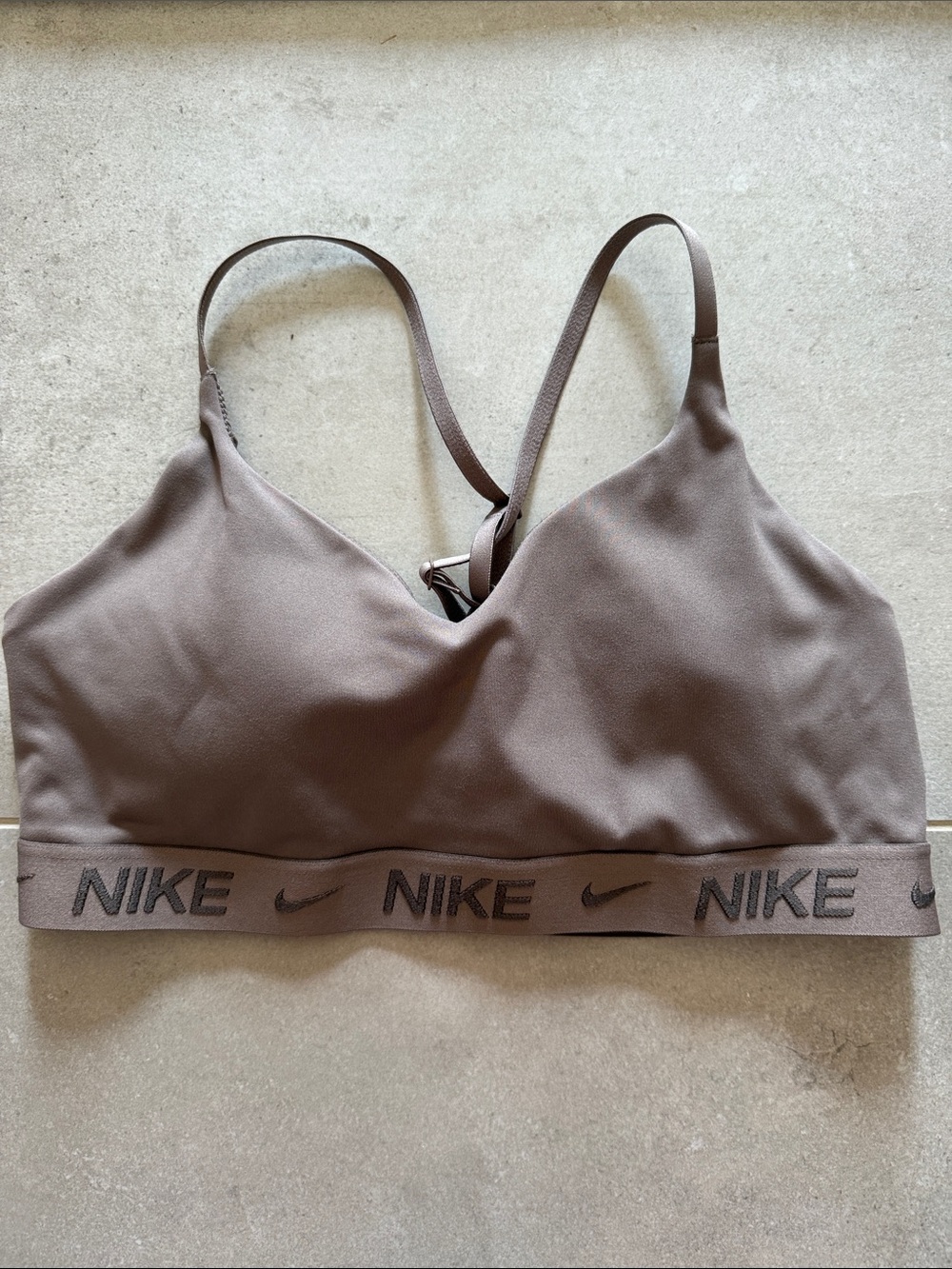 Nike Brown Logo Elastic Light-Support Sports Bralette